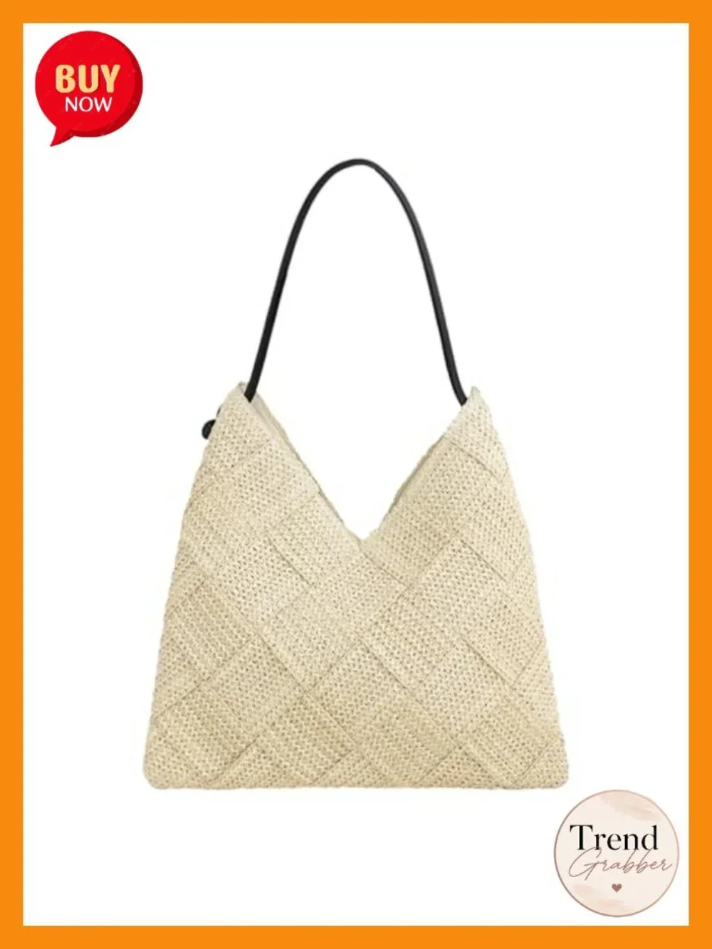 Handwoven Straw Hobo Tote Bag Woven Shoulder Handbag Summer Purse